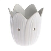 Kominek ceramiczny kwiat 12,5 x 12,5 x 10,5 cm (biały) Dakls