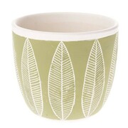 Osłonka ceramiczna 15 x 17 x 17 cm (zielona, motyw roślinny) Dakls