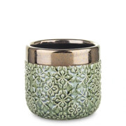 Osłonka ceramiczna 10 x 11,5 x 11,5 cm (zielona, złote zdobienia) Art-Pol