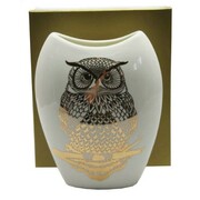 Wazon porcelanowy Sowa 20 x 16 x 6 cm (biały ze złotymi zdobieniami) Inny