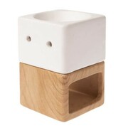 Kominek ceramiczny 8,5 x 12 x 8,5 cm (biały + imitacja drewna) Dakls