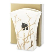 Wazon porcelanowy Sowy 20,5 x 15 x 6,5 cm (biały ze złotymi zdobieniami) Inny