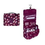 Kosmetyczka podróżna rozkładana 19,5 x 24 x 9 cm (bordowa w kwiaty) eCarla