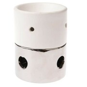 Kominek ceramiczny 9 x 11,5 x 9 cm (biały ze srebrnymi zdobieniami) Dakls