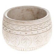 Osłonka betonowa 11 x 15,5 x 15,5 cm (beżowa, motyw roślinny) Dakls