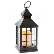 Lampion LED kratka 23,5 x 10 x 10 cm (brązowy z przetarciami) Dakls