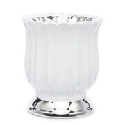 Osłonka ceramiczna 17,5 x 15,5 x 15,5 cm (biała ze srebrnym zdobieniem) Art-Pol