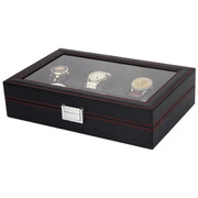 Szkatułka na 10 zegarków Karbon 8 x 28 x 21,5 cm (czarna) eCarla