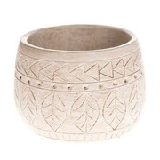 Osłonka betonowa 13 x 16 x 16 cm (beżowa, motyw roślinny) Dakls