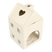 Kominek ceramiczny domek 10,5 × 15 × 10,5 cm (beżowy) Dakls