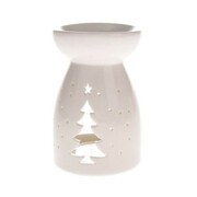 Kominek ceramiczny choinka 9,3 x 9,3 x 14 cm (biały) Dakls