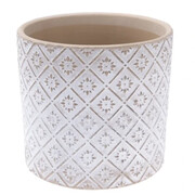 Osłonka betonowa 12,5 x 13 x 13 cm (beżowa, ornament roślinny) Dakls