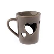Kominek ceramiczny kubek z sercem 12,5 x 11 x 9 cm (brązowy) Dakls