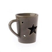 Kominek ceramiczny kubek z gwiazdą 12,5 x 11 x 9 cm (beżowy) Dakls