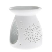 Kominek porcelanowy śnieżynka 10,5 x 12,2 x 10,5 cm (biały) Dakls