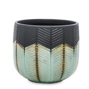 Osłonka ceramiczna 13,5 x 14x 14 cm (jasno-niebieska z czarnymi zdobieniami) Art-Pol