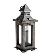 Lampion drewniany 31 x 11,5 x 11,5 cm (przecierany szary) Dakls