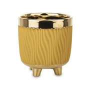 Osłonka ceramiczna na nóżkach 14,5 x 13,5 x 13,5 cm (musztardowa, złote zdobienie) Art-Pol