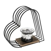 Świecznik metalowy serce 16 x 15 x 6 cm (czarny) Dakls