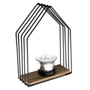 Świecznik metalowy dom 15 x 22 x 6,5 cm (czarny) Dakls