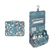Kosmetyczka podróżna rozkładana 19,5 x 24 x 9 cm (niebieska w kwiaty) eCarla