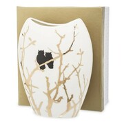 Wazon porcelanowy Sowy 20 x 16 x 6 cm (biały ze złotymi zdobieniami) Inny