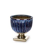 Osłonka kamionkowa Kielich 15,5 x 14,5 x 14,5 cm (granatowa, złote zdobienie) Art-Pol