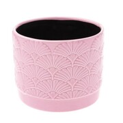 Osłonka ceramiczna 10 x 12 x 12 cm (różowa, motyw roślinny) Dakls