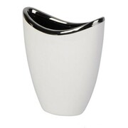 Wazon ceramiczny 13,5 x 13,5 x 16 cm (biały ze srebrnymi zdobieniami) Inny