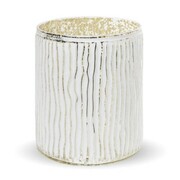 Świecznik szklany 11 x 9,5 x 9,5 cm (biało-złoty) Inny