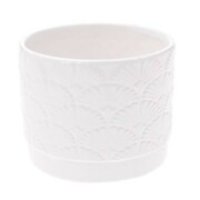 Osłonka ceramiczna 10 x 12 x 12 cm (biała, motyw roślinny) Dakls