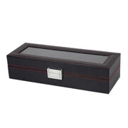 Szkatułka na 6 zegarków Karbon 8 x 33 x 11,5 cm (czarna) eCarla