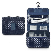 Kosmetyczka podróżna rozkładana 19,5 x 24 x 9 cm (granatowa w kropki) eCarla