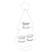 Świecznik metalowy choinka 37 x 20 x 11 cm (biały) Dakls