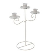 Świecznik metalowy na 3 świece 10 x 20 x 26 cm (biały) Dakls