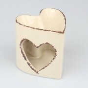 Kominek ceramiczny serce 9,5 x 11 x 9,5 cm (beżowy) Dakls