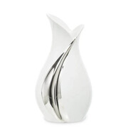 Wazon ceramiczny 26 x 14 x 8,5 cm (biały, srebrne zdobienia) Art-Pol