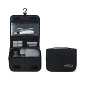 Kosmetyczka podróżna rozkładana 19 x 23 x 9 cm (czarna) eCarla