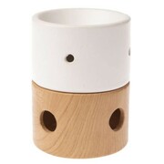 Kominek ceramiczny 9 x 11,5 x 9 cm (biały + imitacja drewna) Dakls