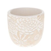 Osłonka betonowa 13 x 14 x 14 cm (żółta, motyw roślinny) Dakls