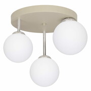 Lampa sufitowa kula 3-punktowa beżowa – szklane klosze | Plafon do salonu, sypialni, korytarza – polska produkcja ROMIR
