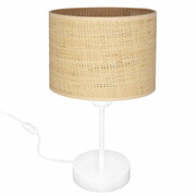 Lampa nocna biała BALI 1 z rattanowym abażurem 7430-B ROMIR