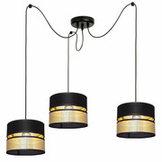 Lampa wisząca pająk Electra 7153-Z abażury czarne ze złotem ROMIR