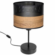 Lampa stołowa, nocna Dora 1 abażur 6060 abażur czarny z wzorem drewna ROMIR
