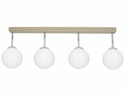 Lampa sufitowa listwa 4-punktowa kula – beżowa | Nowoczesny plafon z kloszami szklanymi – oświetlenie do salonu, kuchni, jadalni ROMIR