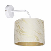 Kinkiet ścienny Lava Lux biały z beżowo złotym abażurem – elegancka lampa do salonu, sypialni i przedpokoju ROMIR