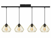 Lampa sufitowa wisząca Kali Gold 1505kz, czarna ze złotymi abażurami ROMIR