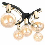 Lampa sufitowa do salonu 5 Tobi czarna-biała ze złotem + żarówki Led Globe ROMIR