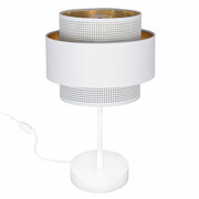 Lampa biurkowa biała Carmen 7300 abażur biały ze złotem ROMIR