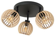 Plafon 3 Solero 8046 z regulacją, abażury z drewna naturalne, brązowe, czarne ROMIR